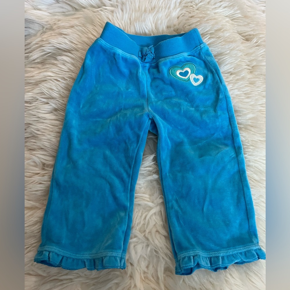 Blue velvet pants, The Children’s Place, heart detail on front, 18M